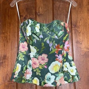 Cara Cara Agnes Corset Top in Olive Kingston Floral